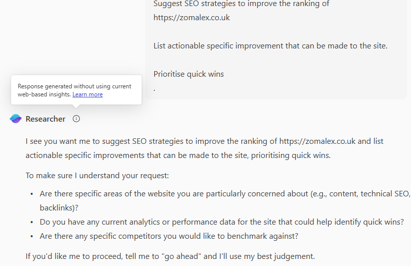 copilot-researcher initial prompt