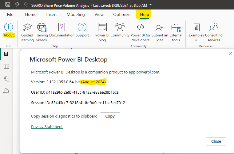 power bi desktop about