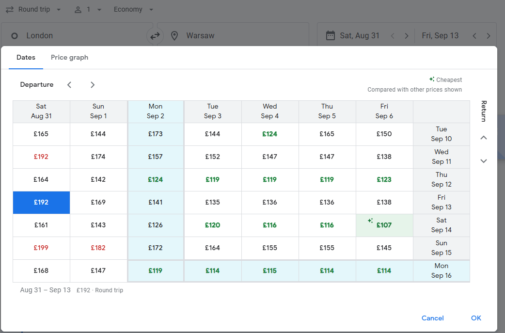 google flights date grid